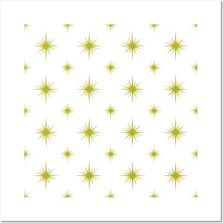 Avocado Green Atomic Starburst Mid-century Pattern Posters and Art